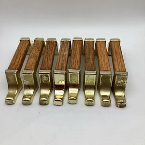 8 X Brass Wood Drawer Pull Cabinet Handle CAN RD 1981 MCM Vintage - Picture 1 of 5