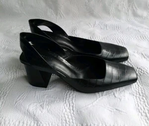 Charles Keith Women's Black Croc Leather Mary Jane Strappy Heels~Size UK 3\EU 36 - Picture 1 of 17