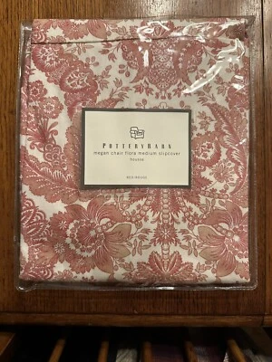 Pottery Barn Megan Chair Slip Cover Red White Floral French Toile Style NIP New - Image 1 of 4