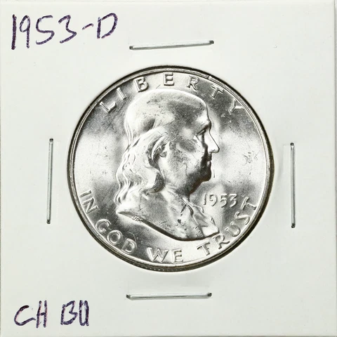 1953-D 50C Franklin Half Dollar in Choice BU Condition #09426 Cover
