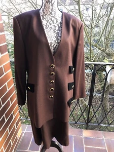Avenna Vintage Damenkostüm, Blazer und Bleistiftrock Gr. 46 dunkelbraun - Bild 1 von 17