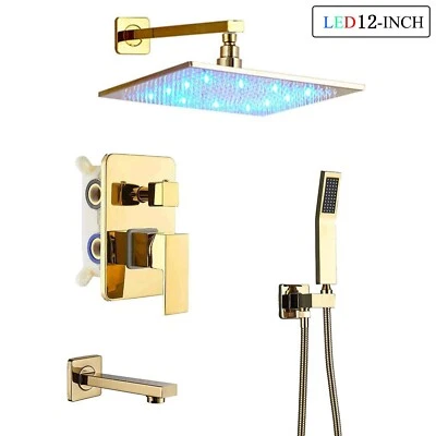 Juego de Grifo de Ducha Cabezal de Ducha de Lluvia Kit Combo Caño de Llenado de Bañera con Válvula Mezcladora Foto 1 de 2