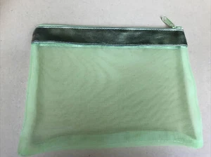 Women's Cosmetic Bag Clutch Fashion See -Thru Green Transparent Zipper - Picture 1 of 4