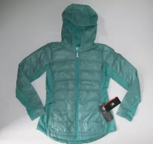 SPYDER Teal 500 DOWN Insulated SOLITUDE DWR Hooded JACKET Womens Size LARGE NEW - Picture 1 of 8