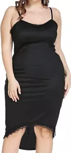 Plus Size Spaghetti Strap Slip Midi Dress for Cocktail Formal Evening Black Sale - Picture 1 of 2