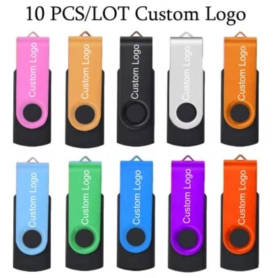 10PCS Colorful Metal USB Flash Pen Drive Memory Stick Custom Your Logo Best Gift - Image 1 of 3