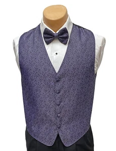 Men's Andrew Fezza Celebration Lavender Purple Tuxedo Vest & Bow Tie Small S - Picture 1 of 5