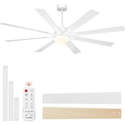 72 Inch Indoor Ceiling Fan with LED Light & Remote  Flush Mount Reversible Motor - Image 1 of 4