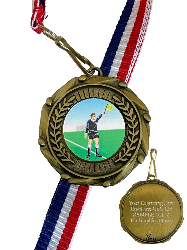 EMBLEMS GIFTS LTD Football Linesman (A) 45 mm Kombi Medaille & Band Gravur kostenlos