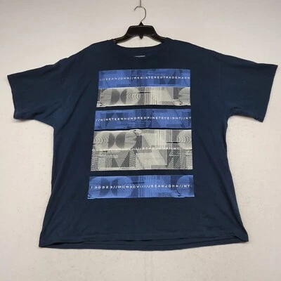 Camisa Sean John Para Hombres 2XL XXL Azul Gráfico Manga Corta Hip Hop Música Informal Foto 1 de 4