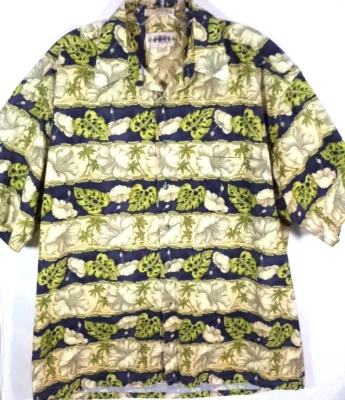 Campia Moda-Mens Hawaiian Shirt-Large-Floral-Short Sleeve-Button Down-100% Cottn - Image 1 of 4