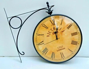 RAILWAY 12"INCH CLOCK LONDON WALL CLOCK HANDMADE WOODEN 1947 HISTORICAL CLOCK - Picture 1 of 6