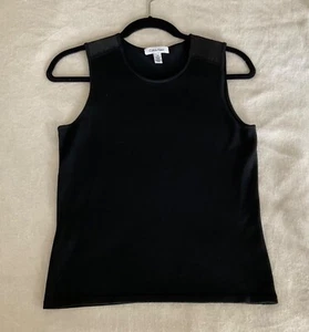 Calvin Klein Sleeveless Fine Gauge Sweater Size XS Black Silk Blend Shell - Picture 1 of 10
