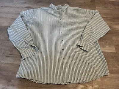 LL Bean рубашка XL высокий мужской зеленый в полоску на пуговицах длинным рукавом на открытом воздухе - Изображение 1 из 4