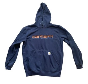 Felpa con cappuccio Carhartt blu navy Rain Defender aderente taglia M - Foto 1 di 4
