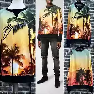 UltraRare & Great SS19 Balmain Palm Sunset Print Logo Sweatshirt XXL - Picture 1 of 23