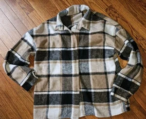 Chaqueta de manga larga a cuadros con botones talla mediana 100 % poliéster - Imagen 1 de 7