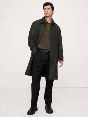 NUEVO PANTALÓN PLISADO BANANA REPUBLIC NEGRO mezcla de lana 32R #563760 Foto 1 de 4