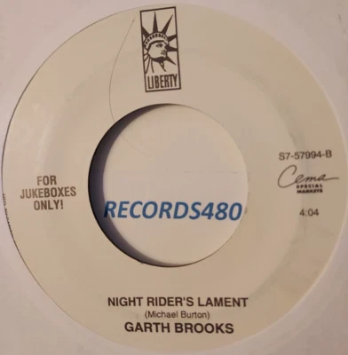 For Jukeboxes Only 45 Garth Brooks "Night Rider's Lament/We Shall Be Free" - Image 1 of 2