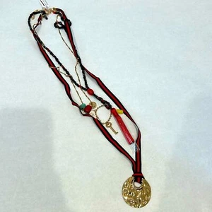 Free people international love layered boho necklace red black gold new w tags - Picture 1 of 8