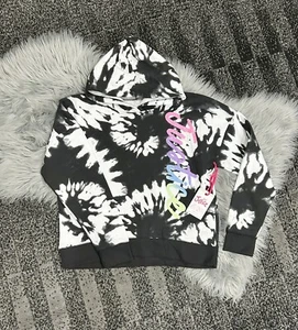 Justice Black & White Tie Dye Rainbow Hoodie Sweatshirt Sweat Shirt 12/14 - Picture 1 of 2