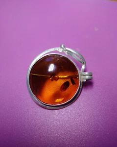 Amber Sterling Silver Pin Brooch Pendant $44.00 - Picture 1 of 4