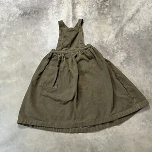 The Simple Folk Dress Girls Kids 6-7yrs Green The Corduroy Pinafore Pocket - Picture 1 of 7