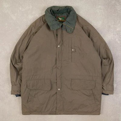Vintage 90s Padded Full Zip Jacket XL Men's Khaki Green Outdoor - Image 1 of 4
