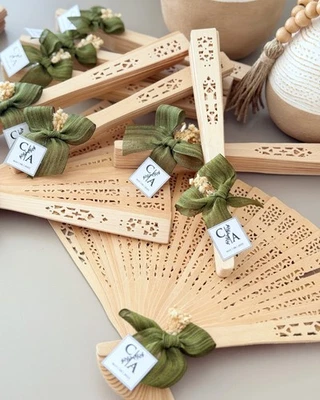 Personalized Wedding Hand Fan Favors – Custom Outdoor Wedding & Guest Gifts - Image 1 of 4