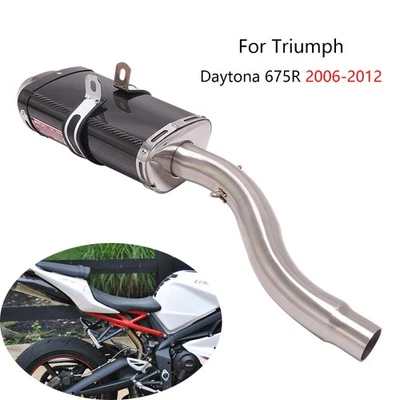 Silenciador de carbono de 51 mm deslizable tubo de escape medio para Triumph Daytona 675R 2006-2012 Foto 1 de 4