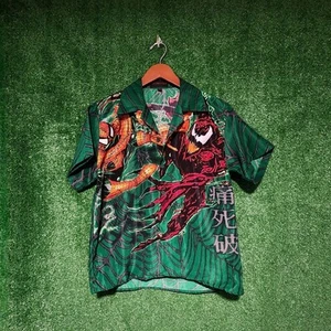 Vintage 2001 Marvel Spiderman Carnage All Over Print Button Down Shirt Youth M - Picture 1 of 4
