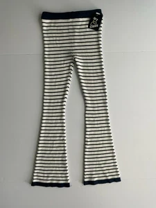Pantaloni svasati a costine Art Class da bambina blu navy e bianchi taglia M (7/8) - Foto 1 di 3