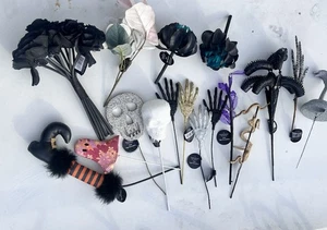 17 Ashland Halloween Picks Witch FlyTrap Succulent Gothic Sparkly Floral Decor - Picture 1 of 13