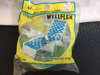 New NOS Wellington Lawn Chair Webbing kit 73’ x 2 1/4" Green White with Screws - Image 1 of 4