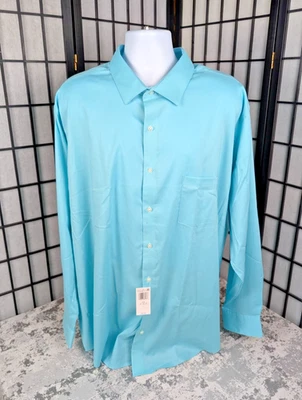 Camisa de vestir Van Heusen Everyday Defense ajuste grande elástica azul para hombre 18 1/2 y 20 Foto 1 de 4