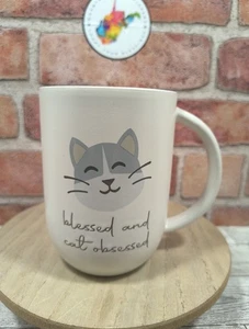 Blessed and Cat Obsessed Kaffeebecher Tasse Better Living Cat Face Print Inside Neu - Bild 1 von 7