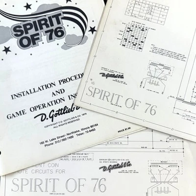 Gottlieb Spirit of 76 Pinball Machine Game Manual Schematics ORIGINAL - Image 1 of 4
