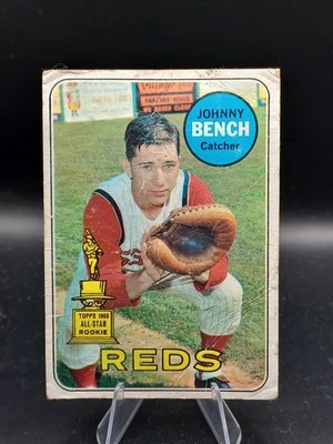 1969 Topps JOHNNY BENCH #95 Cincinnati Reds HOF 2nd Year Rookie Cup Poor Vintage - Image 1 of 2