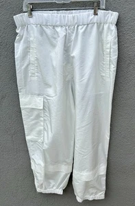 Tibi weiße knusprige Nylon Paper Bag Jogginghose Größe Large neu mit Etikett - Bild 1 von 9