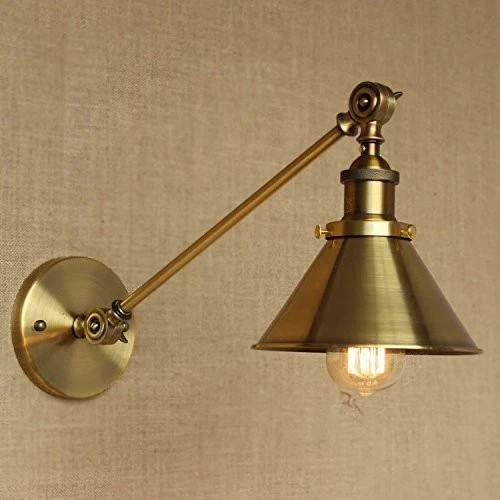 Adjustable Arm Wall Light Fixtures Brass Finish 1 Light Wall Sconce 7" Indust... - Image 1 of 4