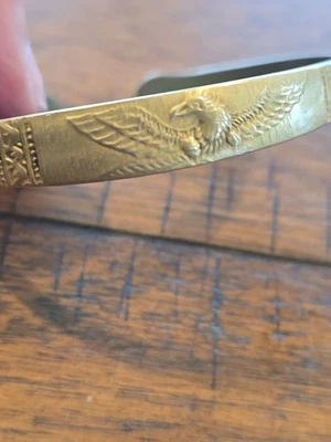 Antique Brass Egyptian Revival Golden Eagle Cuff Bracelet 7" - Image 1 of 4