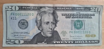 $20 Dollar Bill Fancy Serial Number Lot (5)  5 Of A Kind  6 Of A Kind  Binary  - Image 1 of 4