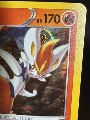 GALAXY SWIRL - Cinderace Pokemon Sword & Shield Base Set 034/202 Cosmos Holo NM - Image 1 of 4