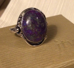 BBJ 925 Sterling Silver Purple Turquoise Southwest Style Ring Size 9 - Picture 1 of 7