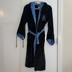 Harry Potter Ravenclaw Fleece Bath Robe Kids Size Medium EUC Black Blue 8/10 - Picture 1 of 8