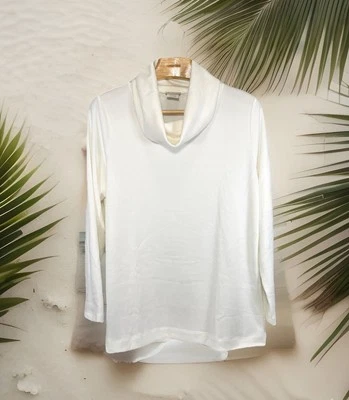 Van Heusen Women's Cowl Neck Long Sleeves Soft Sweater Stretch Cream Large NWT - Image 1 of 4