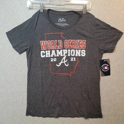 Majestic Threads Women's Gray World Series Champions 2021 Casual T Shirt Size XL - Image 1 of 4