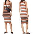 SANCTUARY Dress Women XL Brown Stripe Rib Knit Sleeveless Midi Shenya