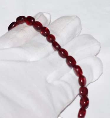 925 Sterling Silver 5" Bracelet Ruby Hydro Gemstone Smooth Oval 8x10 mm Beads - Image 1 of 4