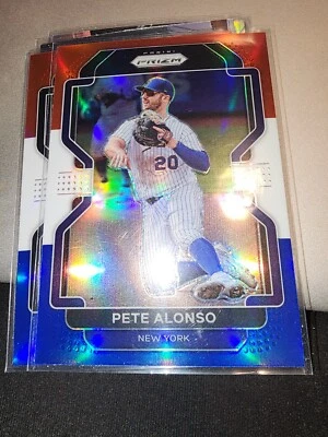 2022 Panini Prizm RED/WHITE/BLUE PRIZM REFRACTOR- Pete Alonso #184 New York Mets - Image 1 of 4